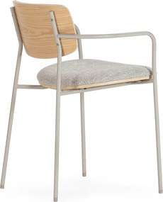 Set di sedie da pranzo grigio chiaro/di colore naturale in imbottito con braccioli Nour – MOME
