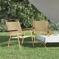 Sedie da Campeggio 2 pz Beige 54x55x78 cm Tessuto Oxford 319484