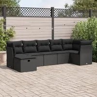 Set Divani da Giardino con Cuscini 7pz Nero Polyrattan 3325301