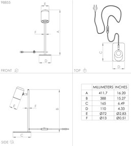 Eglo 98855 - Lampada da tavolo LED CEPPINO 1xGU10/4,5W/230V nera