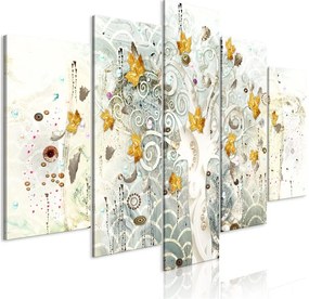 Quadro Autumn Leaves (5 Parts) Wide  Colore Verde, Dimensioni e Misure 100x50