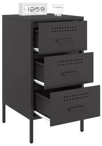 Comodino nero 36x39x68cm in acciaio laminato a freddo