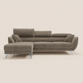 Michelangelo Divano Angolare con Penisola e Sedute Estensibili - Poggiatesta reclinabili in raffinato tessuto smacchiabile effetto vellutino T30