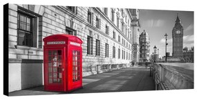 Stampa su tela Big Ben b&w e cabina rossa, multicolore 120 x 60 cm