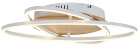 Plafoniera bianca con legno con LED dimmerabile a 3 livelli 2 luci - Kane