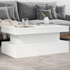 Tavolino Da Soggiorno Con Luci Led Bianco 90x50x40 Cm /
