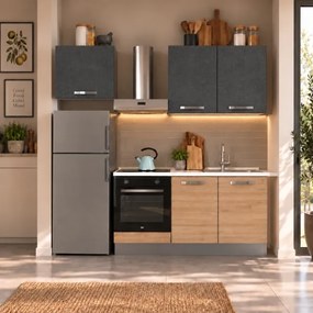 Cucina Modulare 210 cm Reversibile Rovere e Antracite