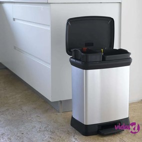 Curver Pattumiera a Pedale Doppia Deco 10L+18L Argento