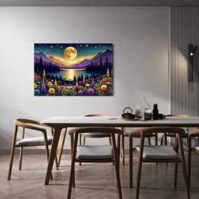 Quadro su tela – Paesaggio romantico con luna piena