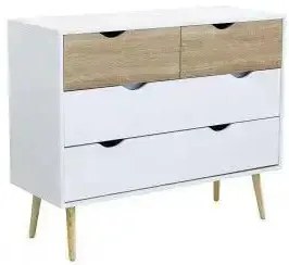 Mobile Terence: Legno Bianco e Naturale, cm 99x39x82