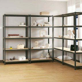 Scaffali 5 Ripiani 4pz Antracite İn Acciaio E Legno Multistrato /