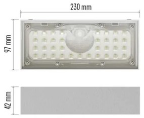 LED Proiettore solare con sensore di movimento LED/3,7V 3000mAh 4000K IP65 bianco