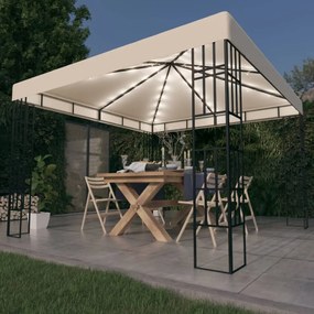 Gazebo Con Stringa Di Luci Led 3x3 M Crema /