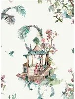 Nina Campbell Carta da parati Toile Chinoise - Teal/ Magenta