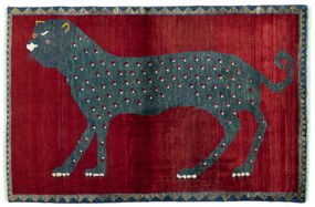 Gabbeh Tappeto 100 x 150 Rosso (Iran) Annodato A Mano