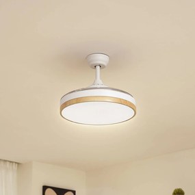 Lindby Ventilatore da soffitto LED Oras, bianco, DC, silenzioso, Ø 107 cm Oras, Bianco / Opale, Soggiorno / Sala da pranzo, Metallo, Moderno