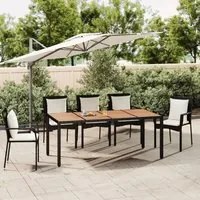 Tavolo da Giardino Piano Legno Nero Polyrattan Massello Acacia 319554