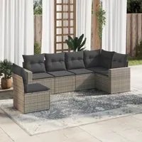 Set Divano da Giardino 6 pz con Cuscini Grigio in Polyrattan 3219020