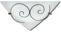 Applique RICCIOLO in vetro bianco con decoro in metallo ruggine 40x19 cm