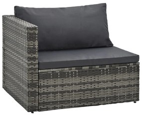 Set Divani da Giardino 5 pz con Cuscini in Polyrattan Grigio