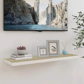 Scaffale a parete rovere e bianco 90x23,5x3,8 cm in mdf