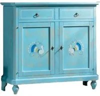 Madia credenza 2 porte in legno shabby chic azzurro consumato 112x49x98 - Mobili 2G