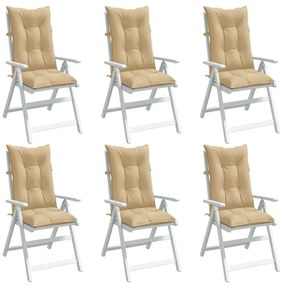 Cuscini Sedia Schiena Alta 6 Beige Mélange 120x50x7 Tessuto /