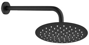 Soffione doccia tondo 20 cm con braccio 33 cm in acciaio nero opaco