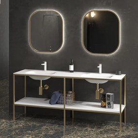 Mobile bagno metallico a terra 175 cm con doppio lavabo NET-175L - KAMALU