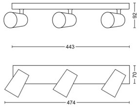 Philips 50573/31/PN - Faretto LED MYLIVING PAISLEY 3xGU10/5,5W/230V