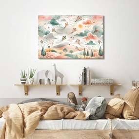 Quadro su tela – Aquiloni volanti su paesaggio colorato