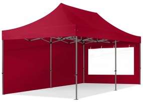 TOOLPORT 3x6m gazebo pieghevole con laterali (finestre panoramiche), PREMIUM acciaio, rosso - (600080)