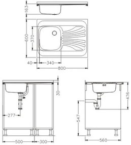ALVEUS SETA24019 -Lavello da cucina CLASSIC+miscelatore MINTAS 34 cm acciaio/nero