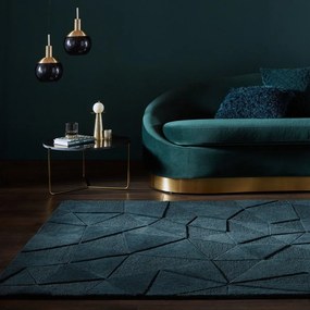 Tappeto color foglia di tè in lana tessuto a mano 160x230 cm Shard Teal – Flair Rugs