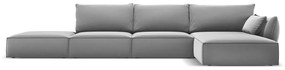 Divano angolare grigio chiaro (con penisola a destra/con chaise lounge) con rivestimento in velluto Vanda – Mazzini Sofas