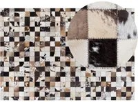 Tappeto Marrone Beige Pelle 140 x 200 cm Moderno Patchwork Pelle Bovina Artigianale