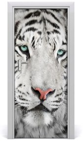 Poster adesivo per porta tigre bianca 75x205 cm