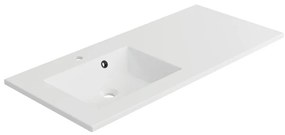 Lavabo a incasso rettangolare vasca a sinistra Neo L 106 x H 11.2 x P 48.5 cm in composito minerale di resina gelificata bianco lucido