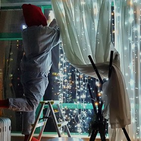 Tenda Natalizia LED 2x2m Cavo TRASPARETE IP44 DUAL WHITE Colore Double Color