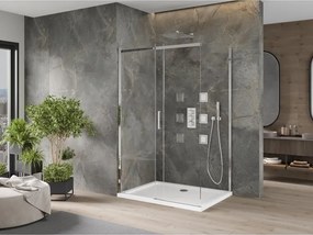 Mexen Omega cabina doccia scorrevole 120 x 70 cm, trasparente, cromo + piatto doccia Flat - 825-120-070-01-00-4010