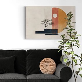 Quadro su tela – Japandi albero con elementi astratti