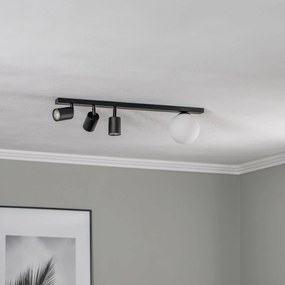 EMIBIG LIGHTING Faretto da soffitto Baster 4, acciaio, 4 luci, 3 faretti, sfera