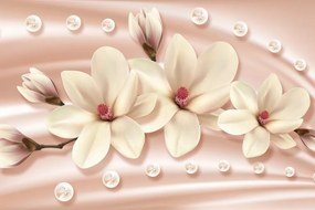 Carta da parati – Magnolia lussuosa con perle