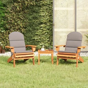Set Salotto Da Giardino Adirondack 3pz Legno Massello Di Acacia /