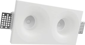 Portafaretto Rettangolare 190x100mm 2xGU10 in Gesso Pitturabile Curvo