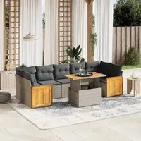 Set Divano da Giardino 8 pz con Cuscini Grigio in Polyrattan 3273874