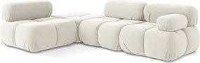 Divano angolare componibile bianco (con penisola a sinistra) con rivestimento in velluto Lokua – Makamii