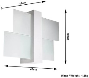 Applique da Soffitto in Legno e Vetro FENIKS 1 E27 Bianca da Interno