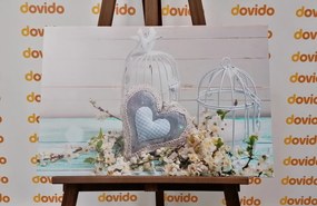 Quadro su tela – Cuoricino vintage e lanterne
