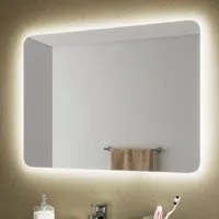 Specchio rettangolare smussato linea Vanitas con led integrati 80x60 cm